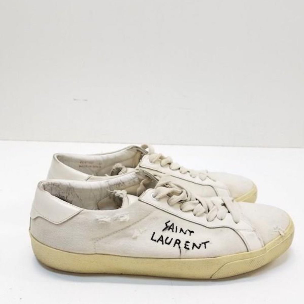 Saint Laurent Distressed Court Sneakers  White - Sneaker Size 42 (Eu)